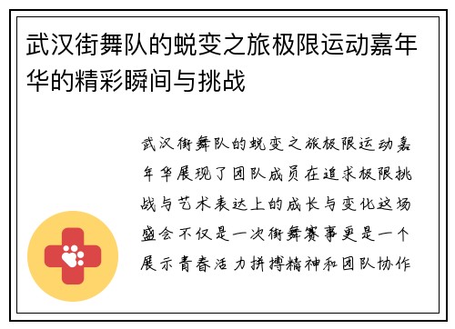 武汉街舞队的蜕变之旅极限运动嘉年华的精彩瞬间与挑战